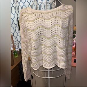 BNWOT Sincerely Jules Cream and Yellow Wave Knit Sweater